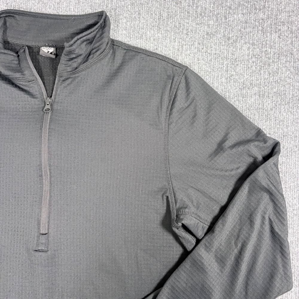 Condor Mens Charcoal Gray Grid Fleece 1/4 Zip Tactical Pullover Shirt Large